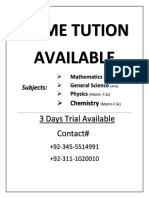 Home Tution Available: 3 Days Trial Available Contact#