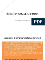 Business Communication: Jocelyn I. Bartolata