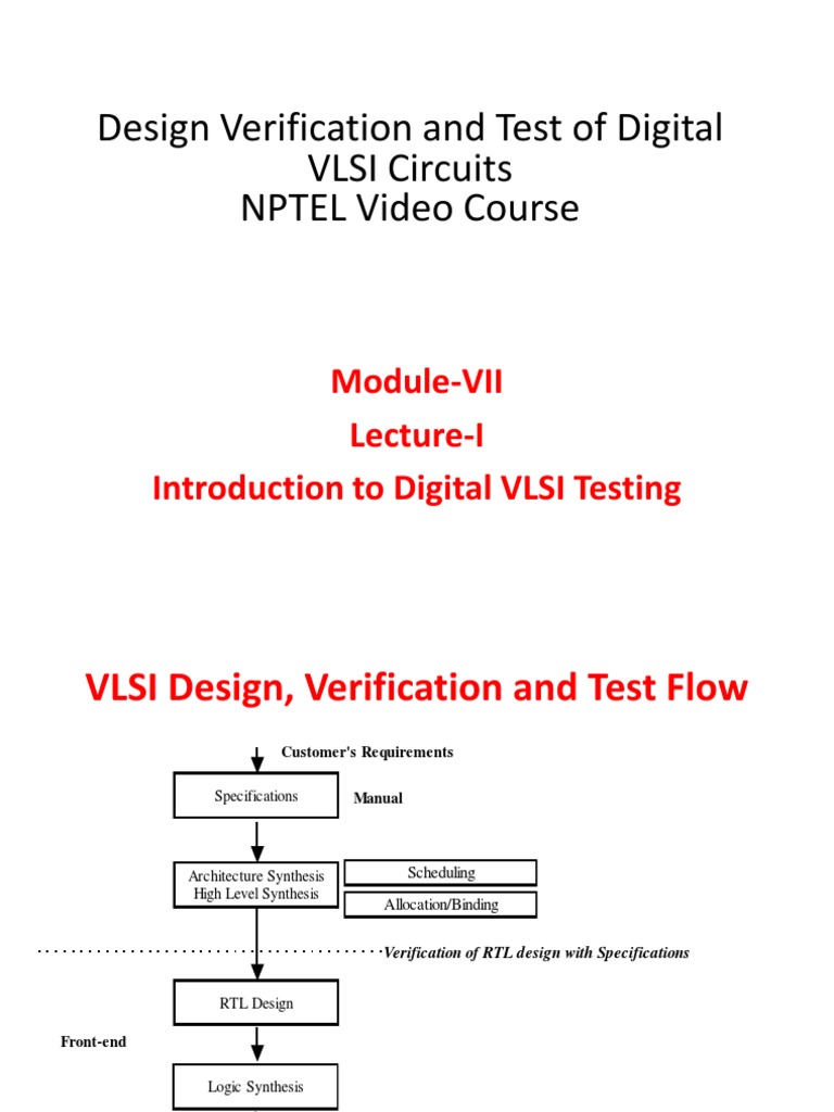 Design Verification and Test of Digital VLSI Circuits NPTEL Video