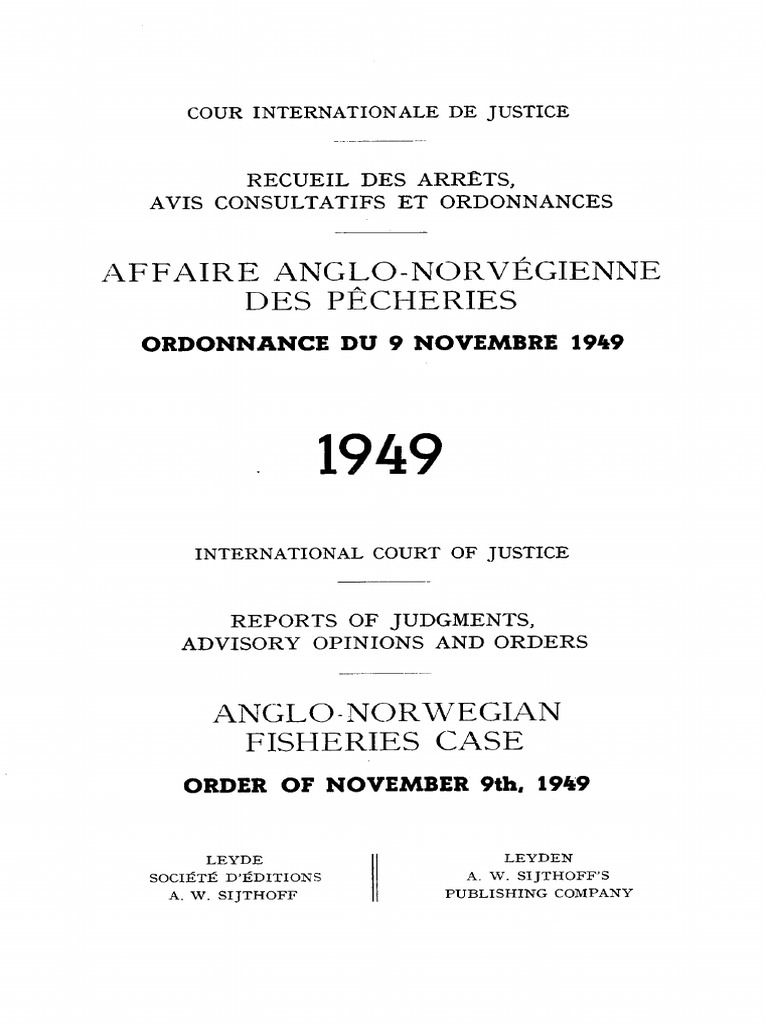 Anglo Norwegian Fisheries Case Ordonnance Du 9 Novembre Pdf Courts