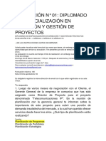 Evaluación N°01: Diplomado de Dirección y Gestión de Proyectos