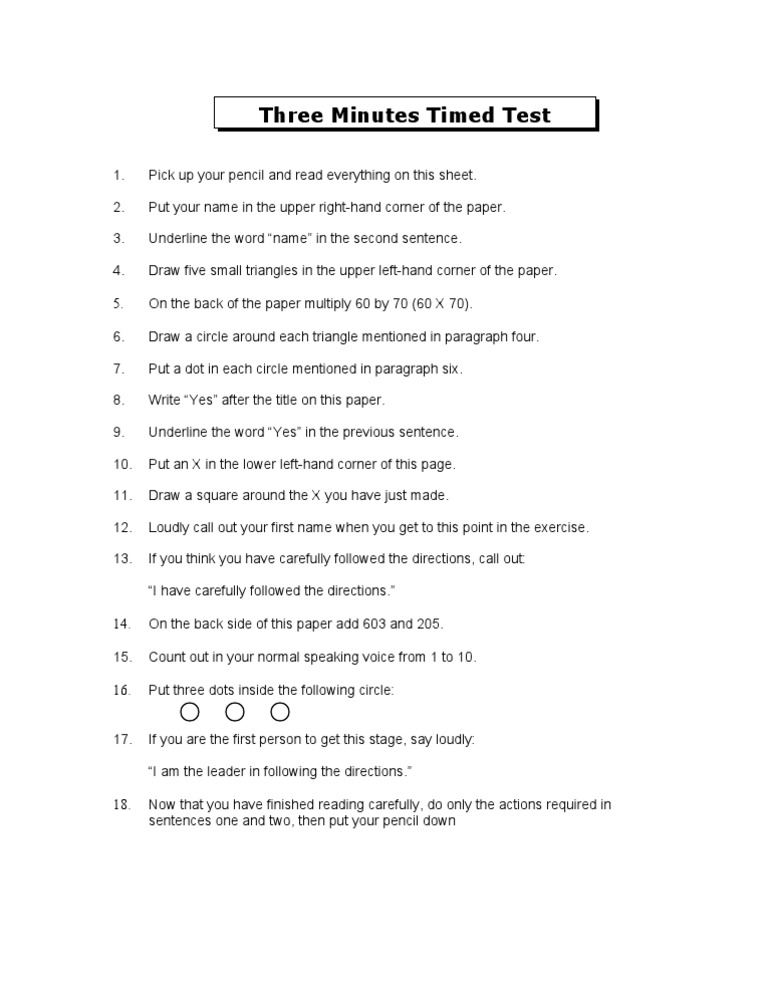 3 Min. Test | PDF | Sports & Recreation | Home & Garden