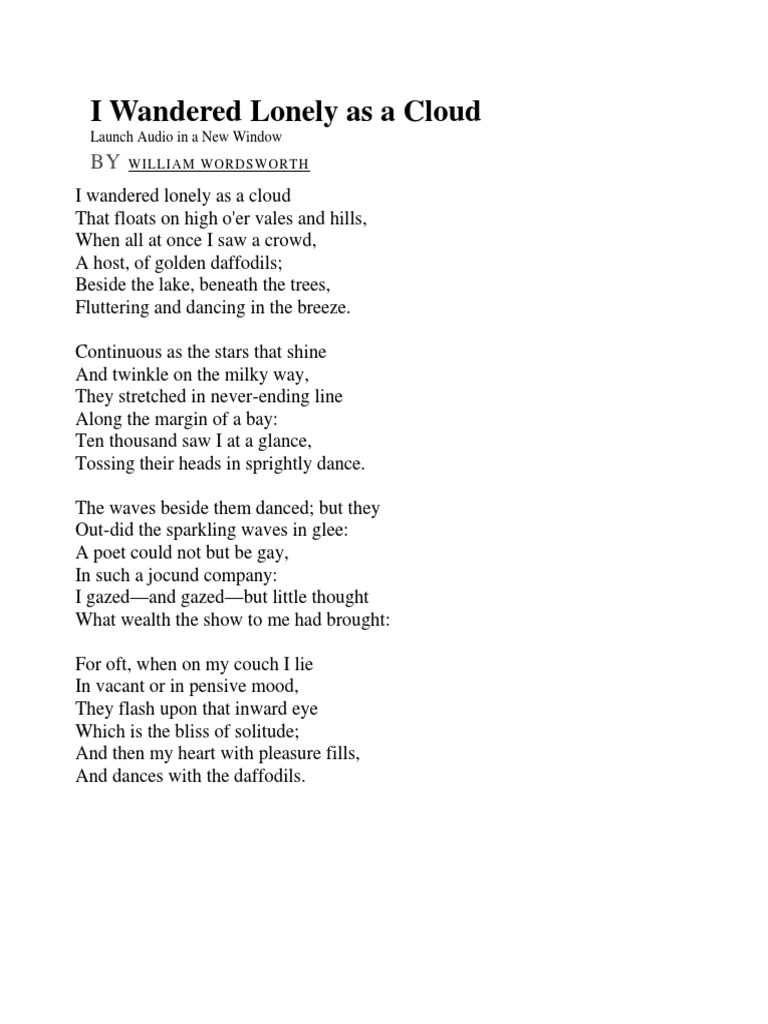 I Wandered Lonely As A Cloud PDF