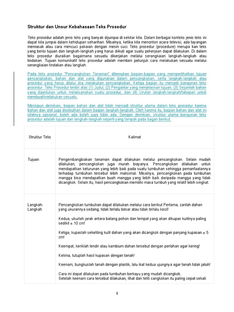 Struktur Dan Unsur Kebahasaan Teks Prosedur | PDF