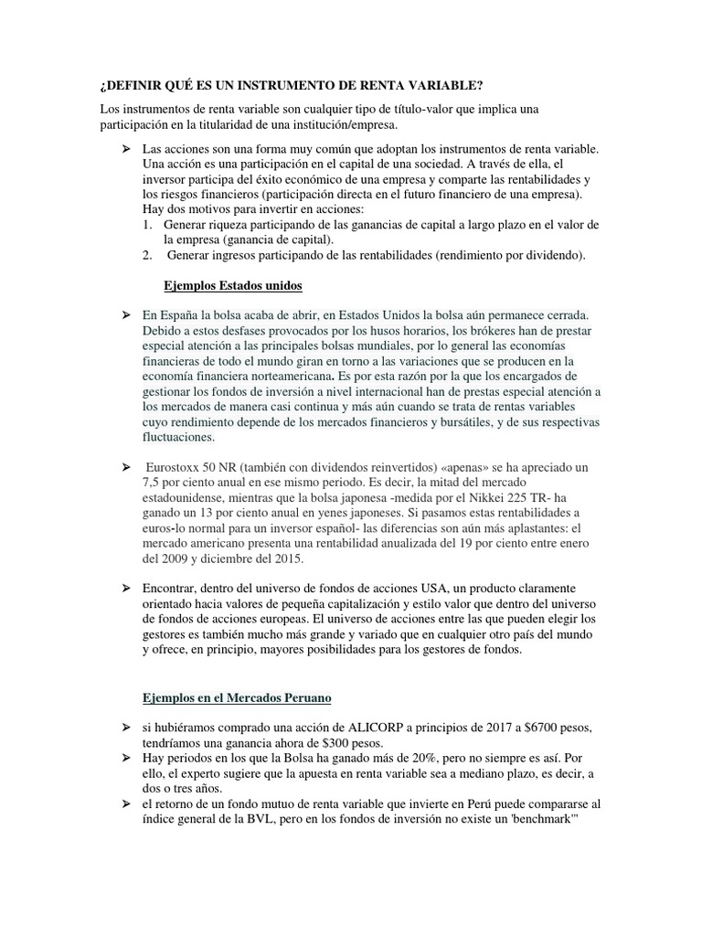 Instrumentos de Renta Variable Definidos | PDF | Compartir (Finanzas ...