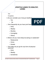 Healthy Lifestyle Leads To Healthy Living: (Type Text) Dated: - BSL Survey