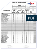 Summary of Quarterly Grades: School Id Region Division School Nam E