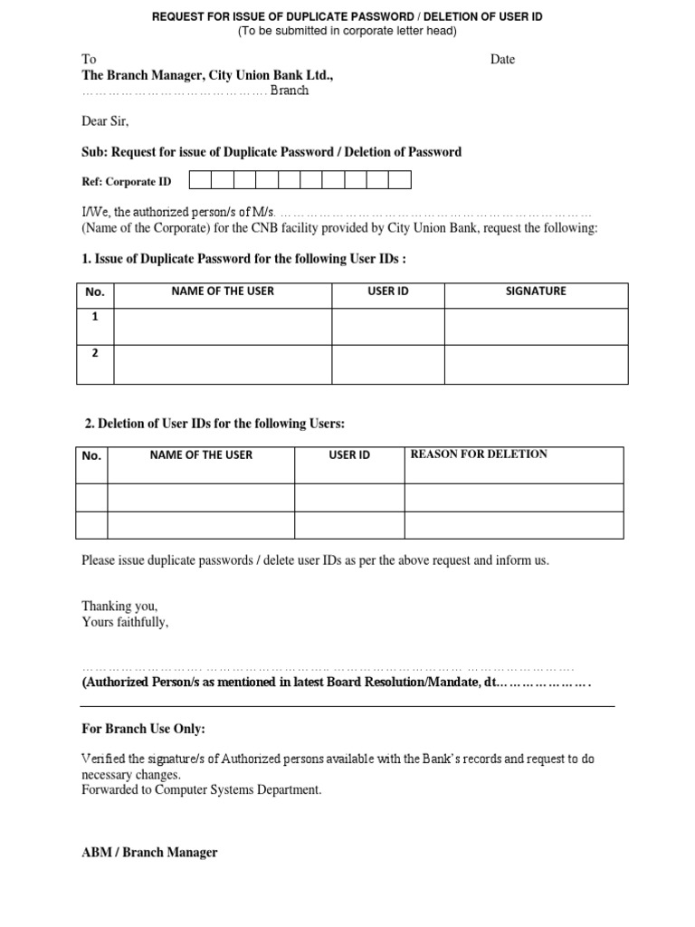 Duplicate Password Request for User ID | PDF | Computers