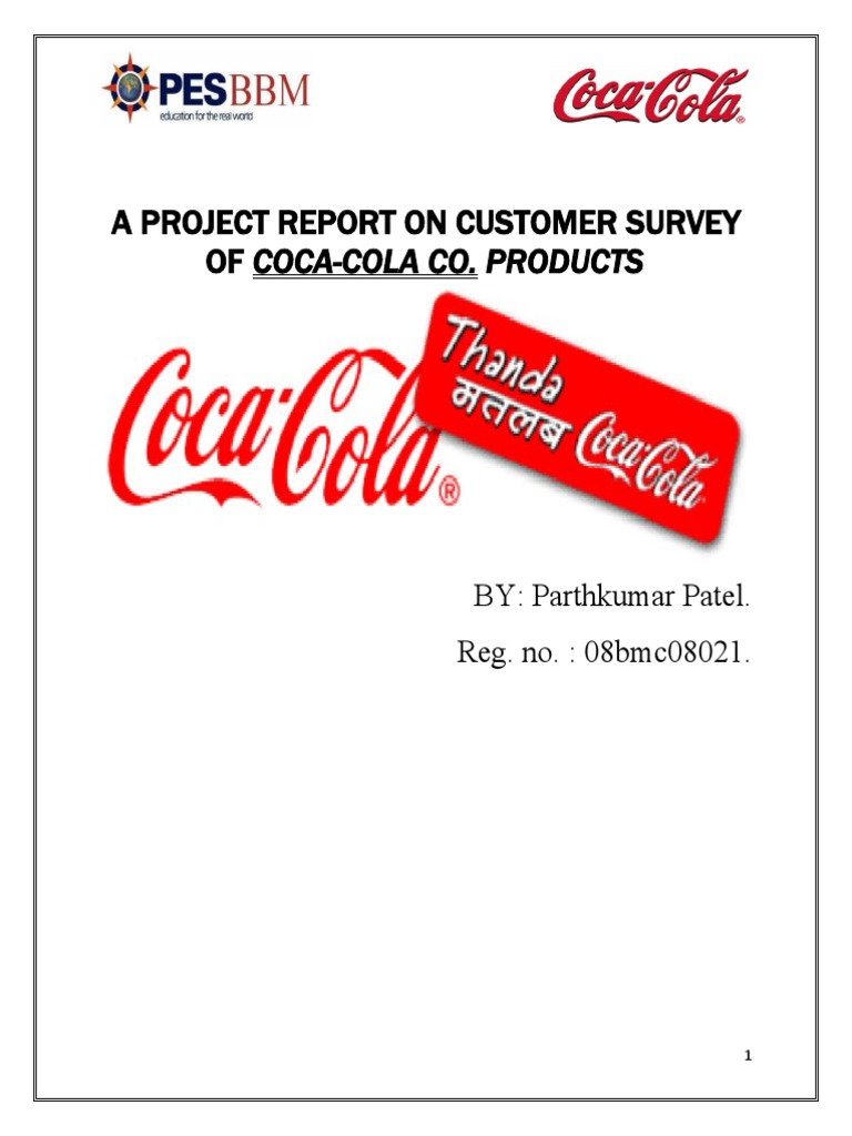 A Project Report On Customer Survey of CocaCola Co. Products PDF
