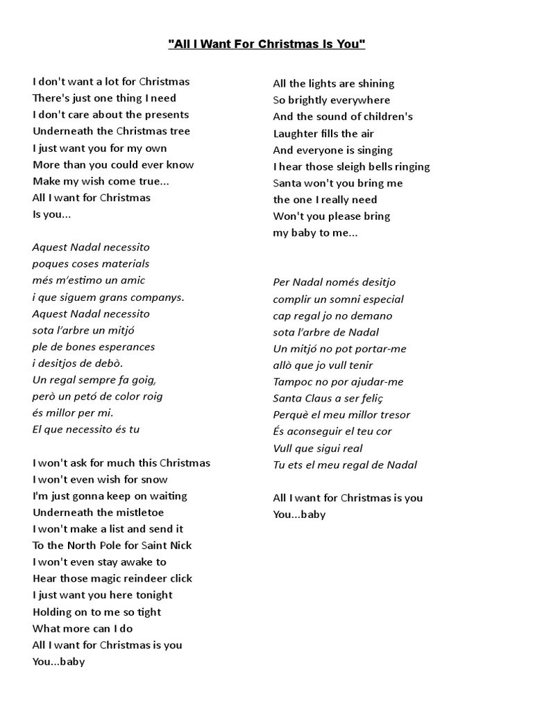 all i want for christmas is you (lletra) | pdf