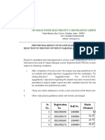 Provisional Result of Vs (Je-Electrical)