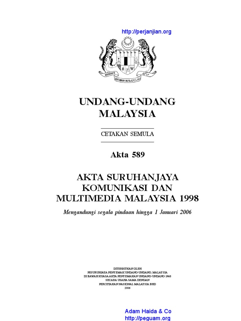 akta komunikasi dan multimedia 1998