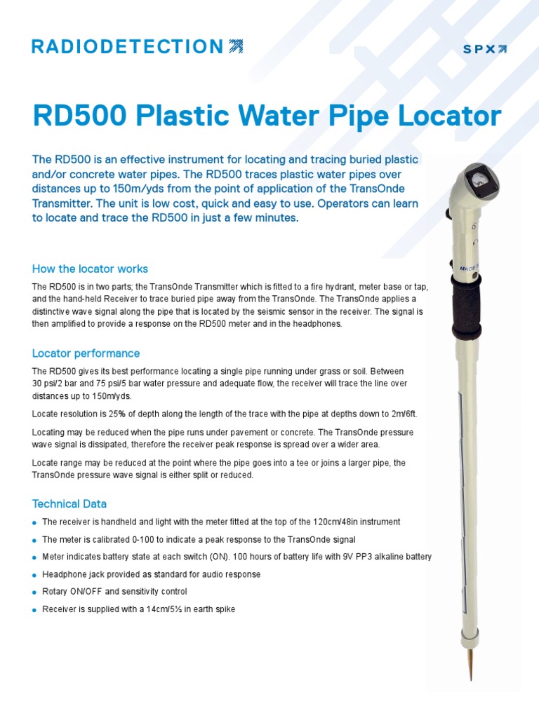 RD500 Plastic Water Pipe Locator Rebrand PDF Tap (Valve) Pipe