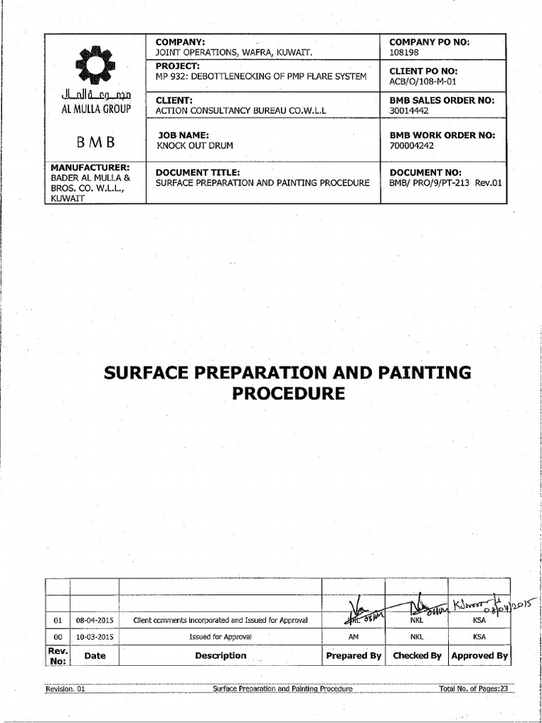 Surface Preparation and Painting Procedure Rev 01 PDF Paint Abrasive
