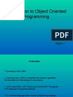Introduction To Object Oriented Programming: By, Rajesh.T