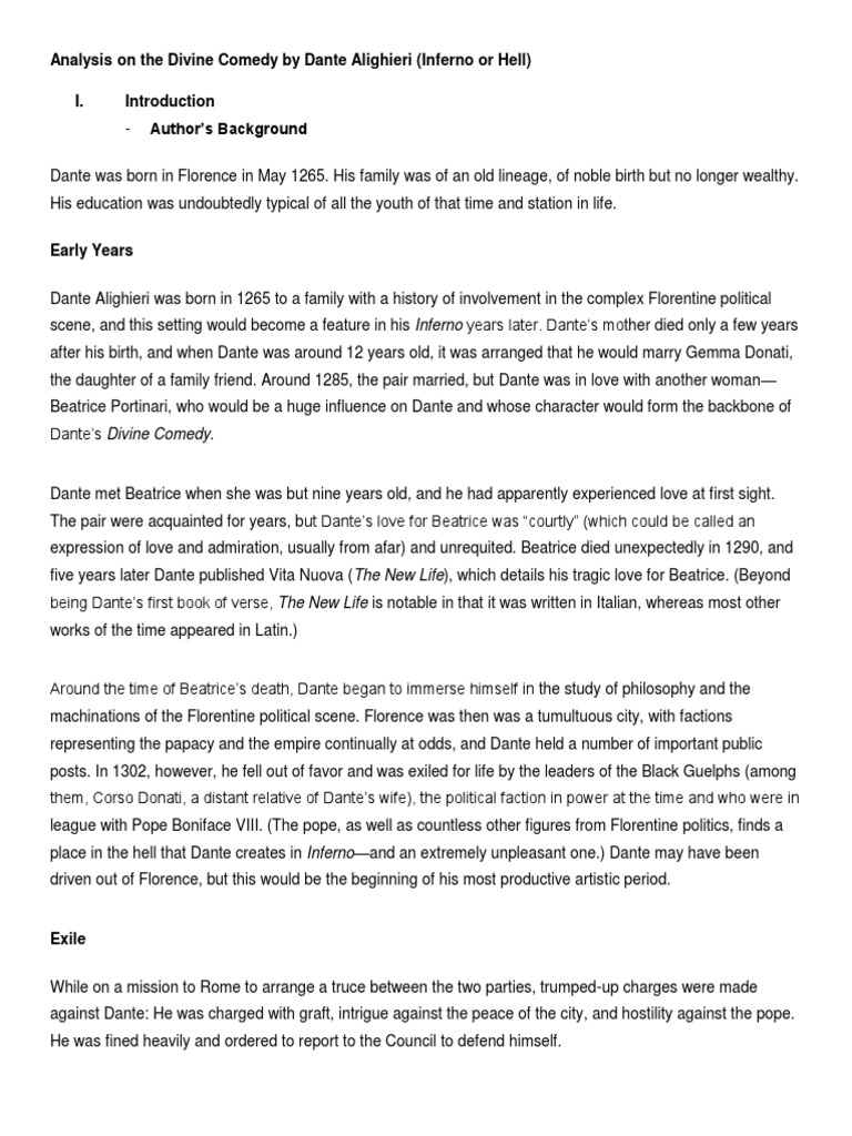 DANTE DIVINE COMEDY CHARACTER ANALYSIS intelligence overview