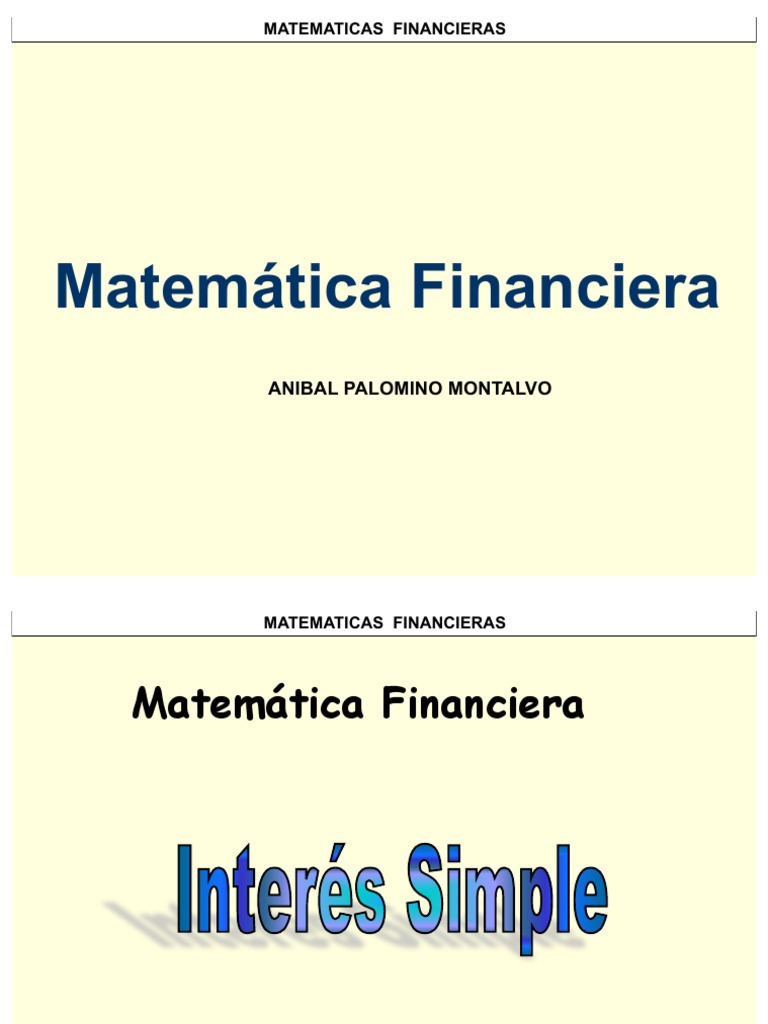 Matematica Financiera | PDF | Finanzas Matemáticas | Interés