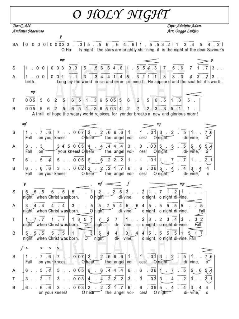 Partitur Oh Holy Night  Gudang Partitur