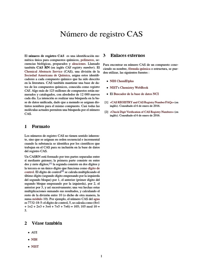 Número de Registro CAS PDF | PDF | Patentar | Química