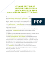 La Adecuada Gestión de Stakeholders Puede Ser La Herramienta Perfecta Para Aumentar La Competitividad