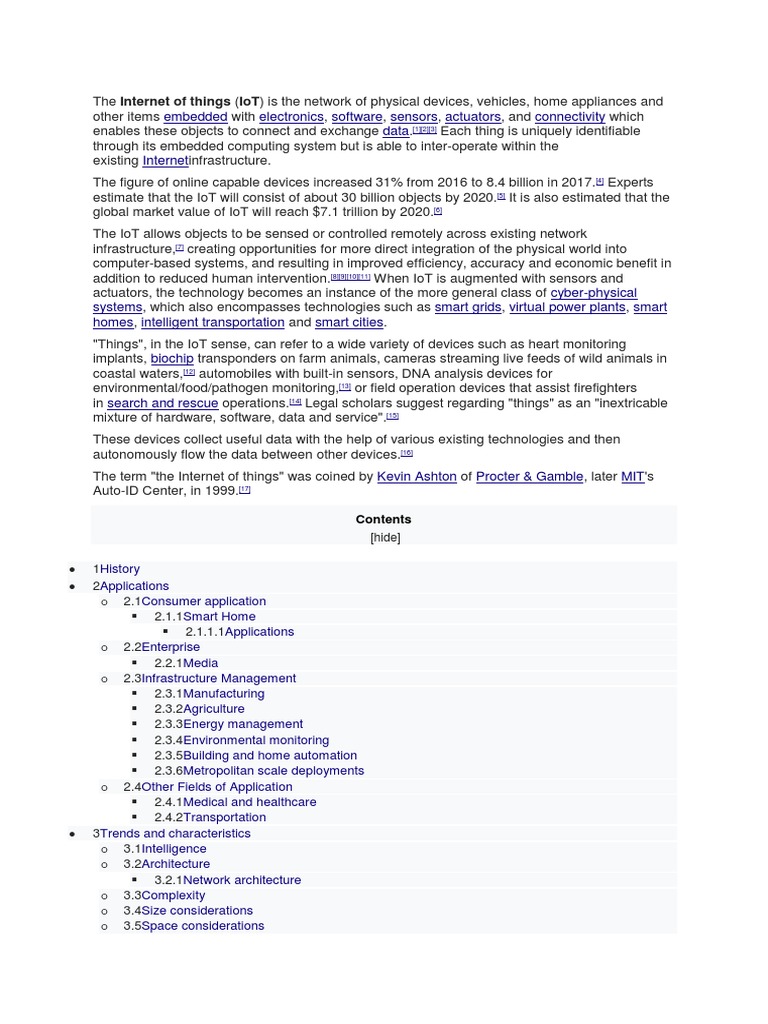 IOT | PDF | Internet Of Things | Home Automation