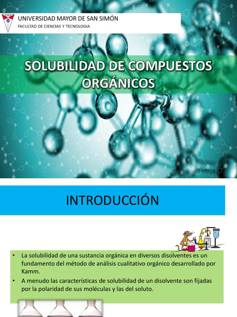 Solubilidad de Compuestos Orgánicos | PDF | Polaridad química | Solvente