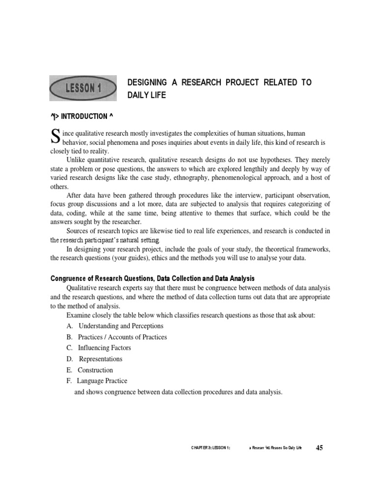 Designing a Research Project Related to Daily Life | Qualitative ...
