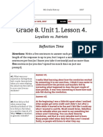 Vivienne Scott - Unit 1 Lesson 4 - 8th Grade - Reflection Loyalists Vs Patriots