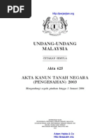 Akta 625 Akta Kanun Tanah Negara Pengesahan 2003