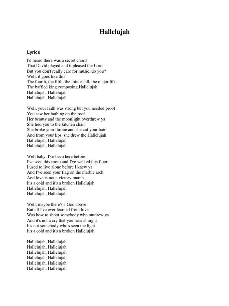 Lirik Lagu Hallelujah