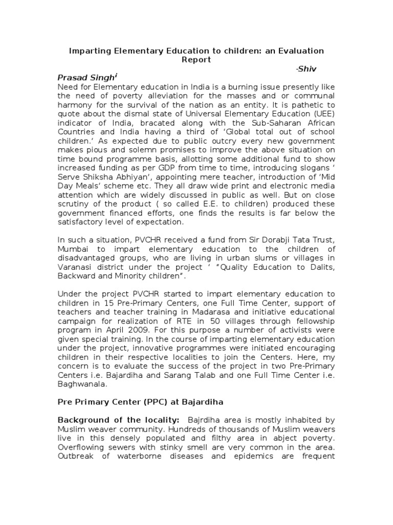 Elementary Education Report | PDF | Teachers | Socialization