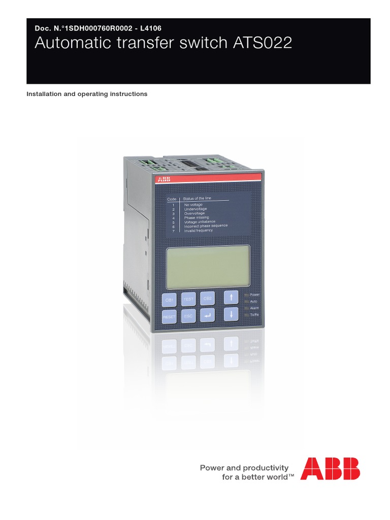 ABB ATS022 Auto Transfer Relay Instruction Manual PDF PDF