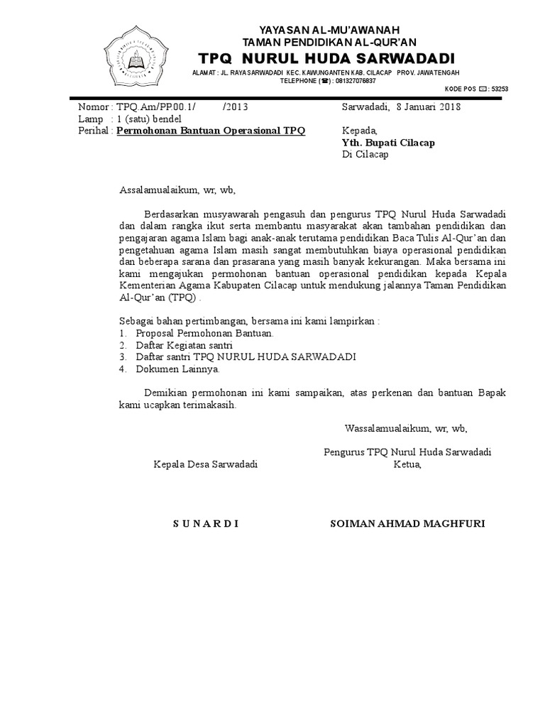 Proposal Tpq Ke Bupati