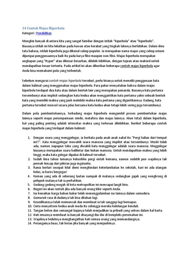 14 Contoh Majas Hiperbola