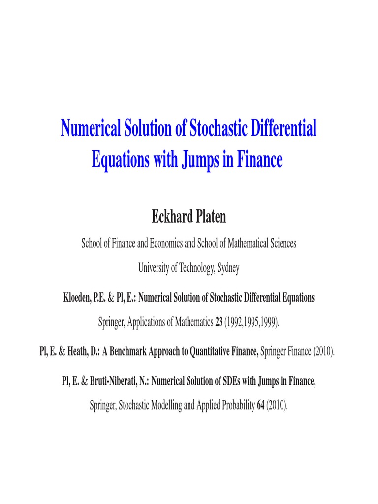 Numerical Solution of Stochastic Differential Equations With Jumps in ...
