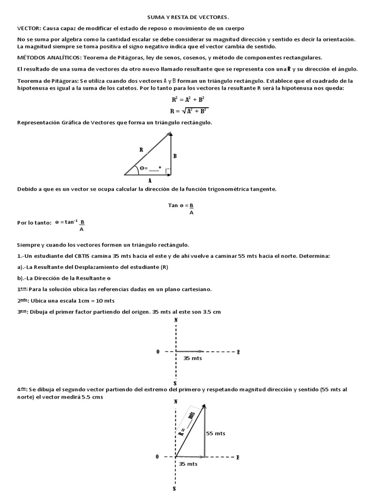 Suma y Resta de Vectores Analíticos | PDF | Vector Euclidiano | Raíz ...