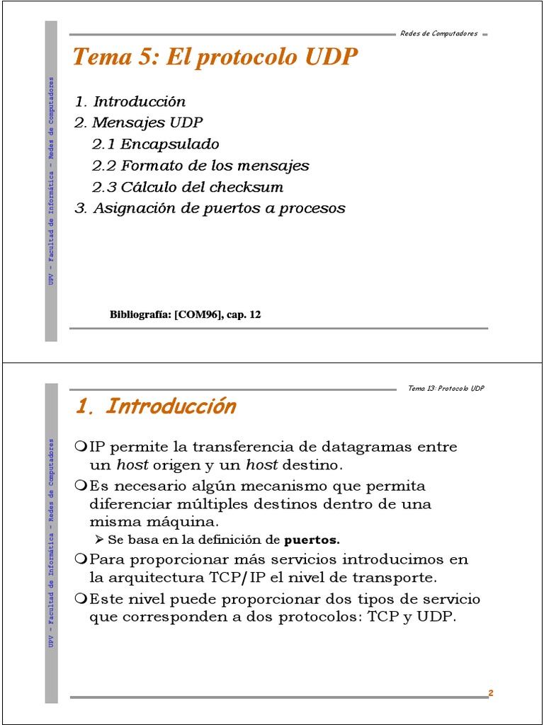 Protocolo UDP PDF | PDF | Estándares de telecomunicaciones | Red de ...