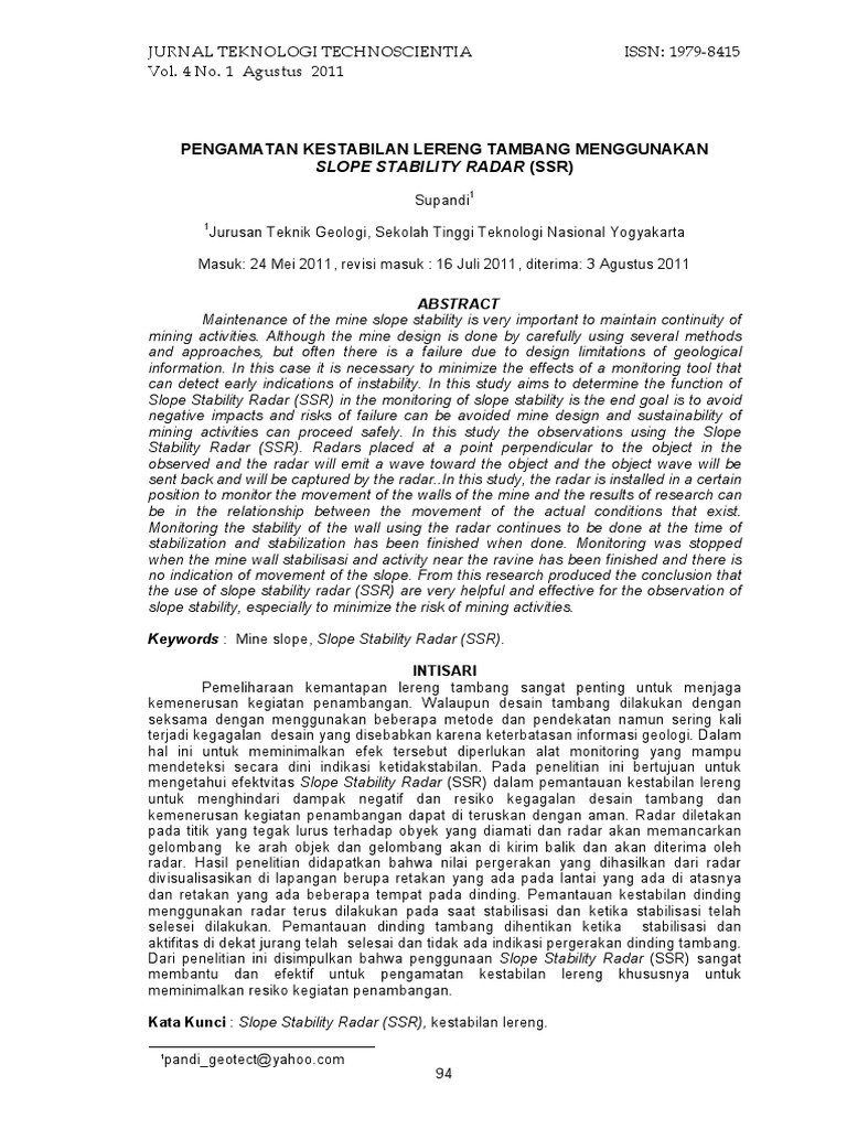 Slope Stability Radar for Mining Safety | PDF