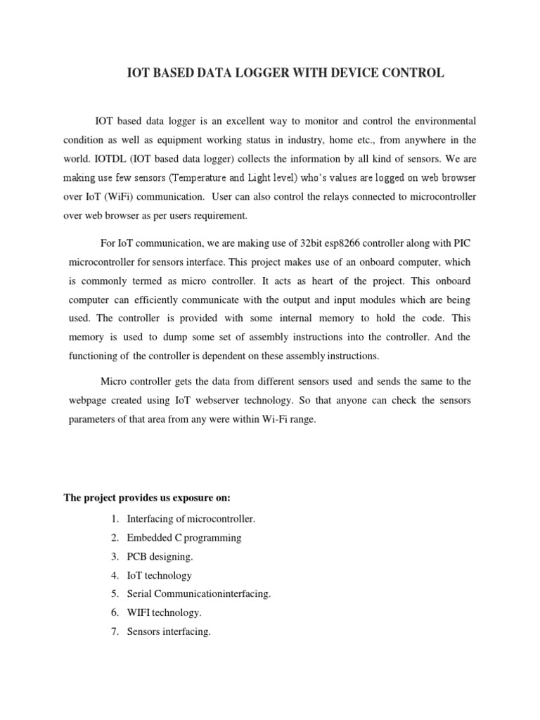 IoT WiFi Based Data Logger With Device Control PDF
