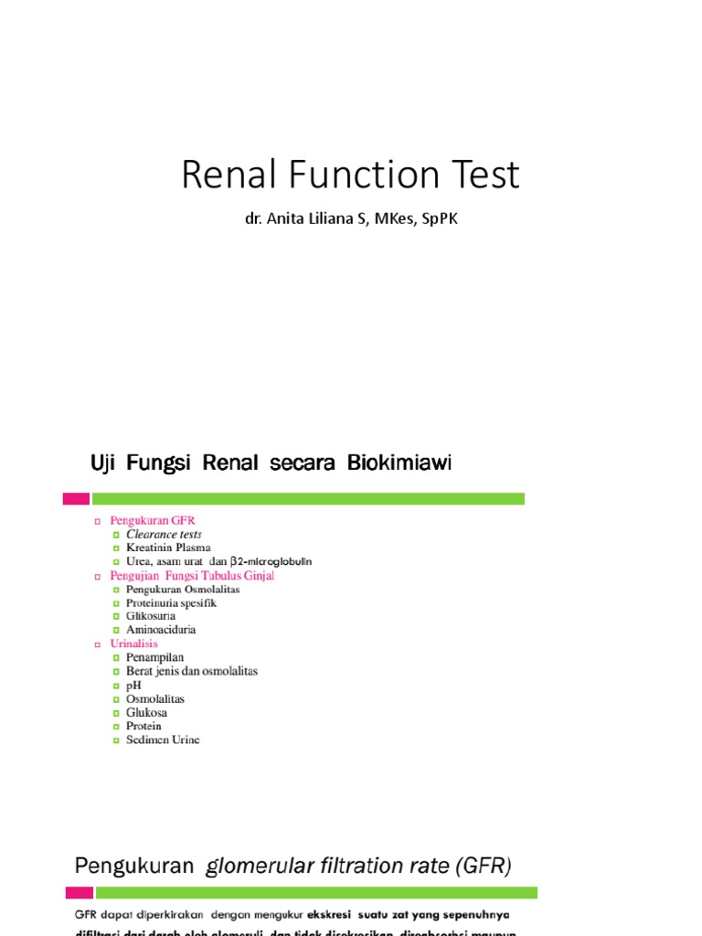 Comprehensive Renal Function Testing Guide | PDF | Chemistry | Science