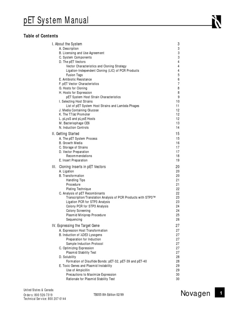 pET System Manual Novagen PDF Molecular Cloning Plasmid
