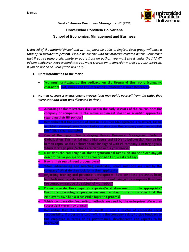 Human Resources in Film Analysis | PDF | Human Resource Management ...