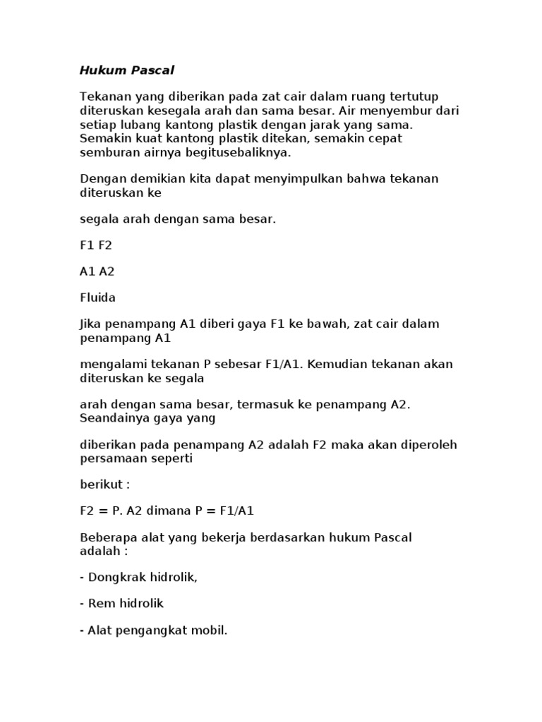 Alat Berdasarkan Hukum Pascal | PDF