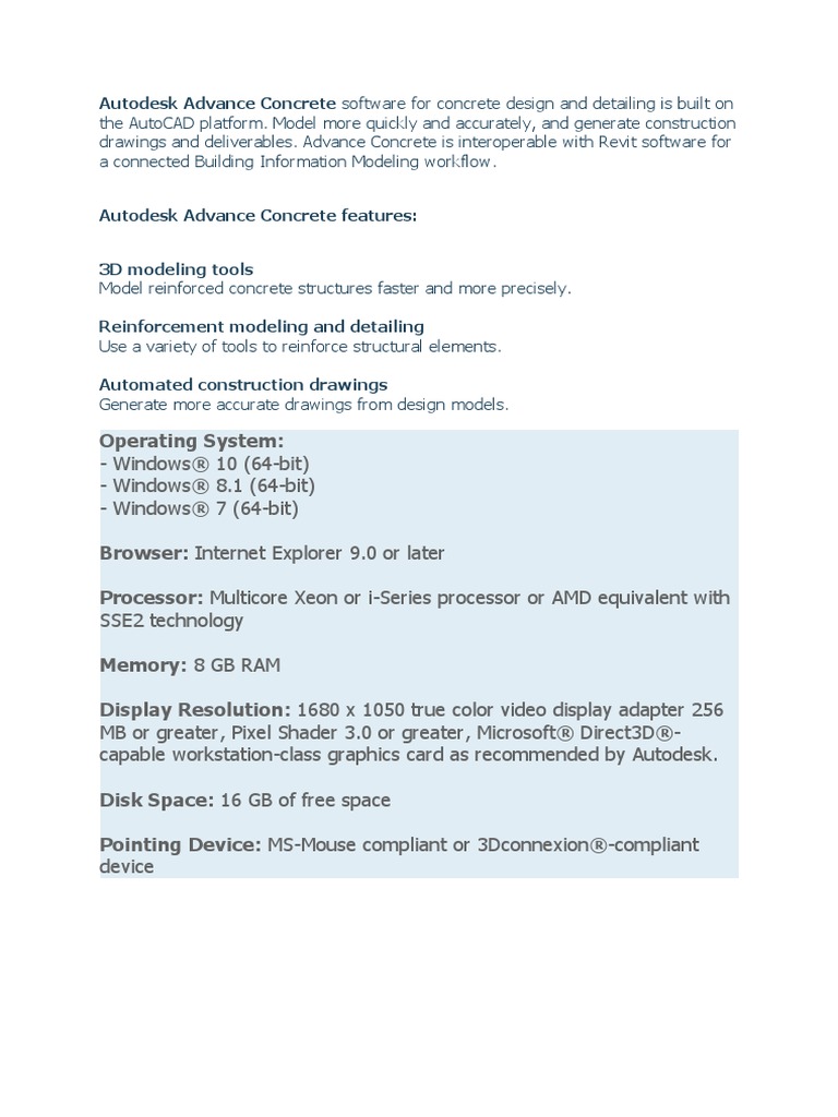 Autodesk Advance Concrete Overview | PDF