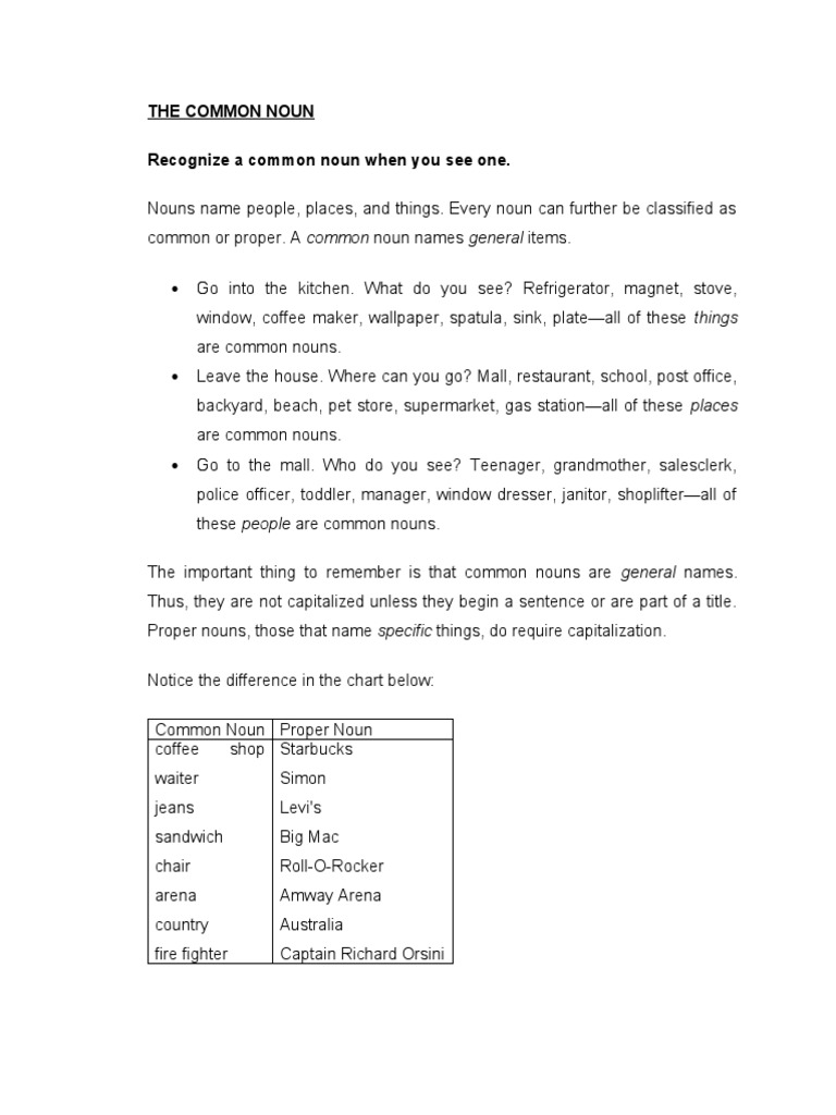 The Common Noun | PDF