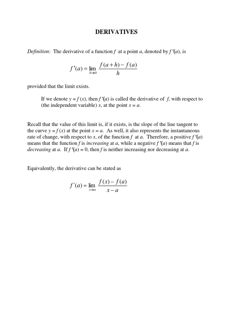 Understanding Derivatives in Calculus | PDF