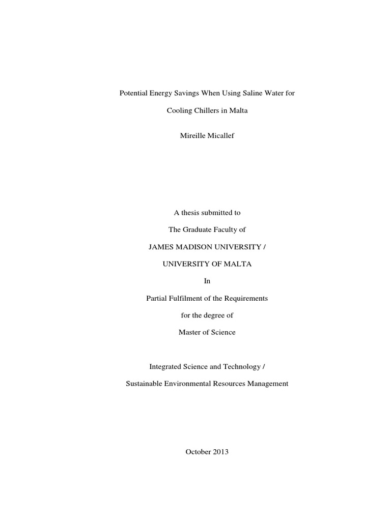 Potential Energy Savings When Using Saline Water For Cooling Chillers