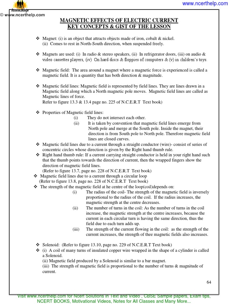 Magnetic Effects of Electric Current | PDF | Electromagnetic Induction ...
