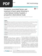 Prevalence, Associated Factors and Treatment of Post Spinal Shivering in A Sub-Saharan Tertiary Hospital: A Prospective Observational Study