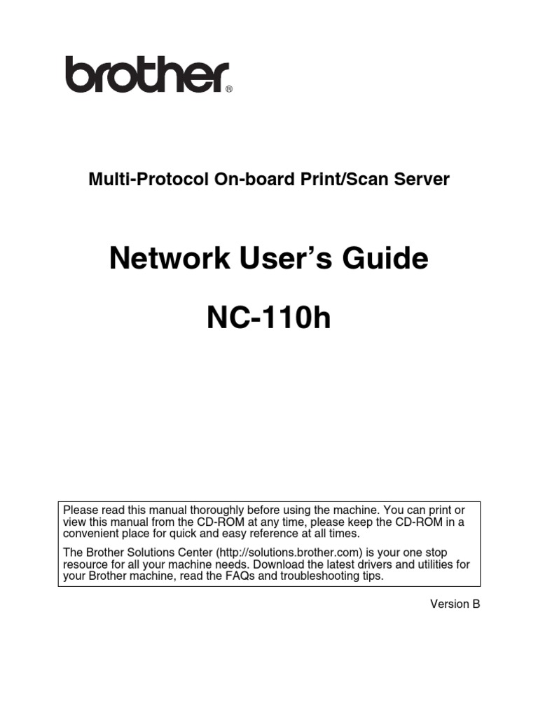 Network User's Guide NC-110h: Multi-Protocol On-Board Print/Scan Server ...